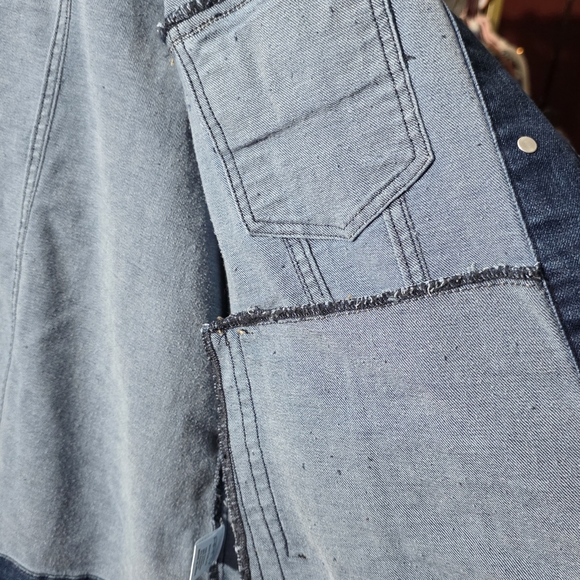 APNY Vintage Womens Distressed Frayed Blue Denim Jacket Sz XL - Picture 7 of 8